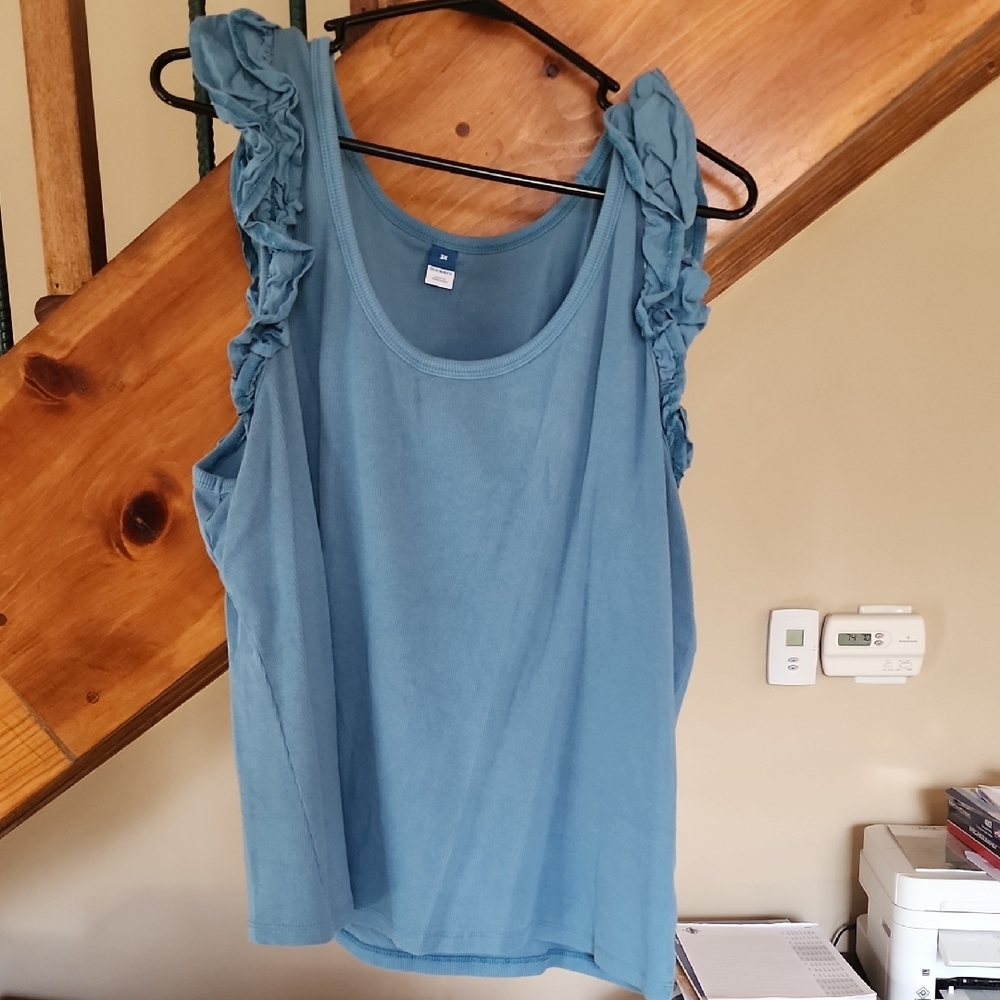 Old Navy Blue Ruffle Tank Top